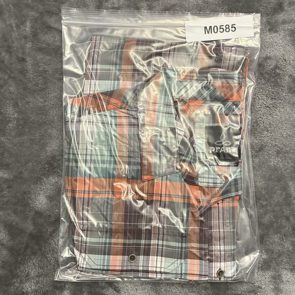 Prana Shirt Mens Large Brown Plaid Short Sleeve Button Up Organic Cotton Outdoor - Picture 10 of 10